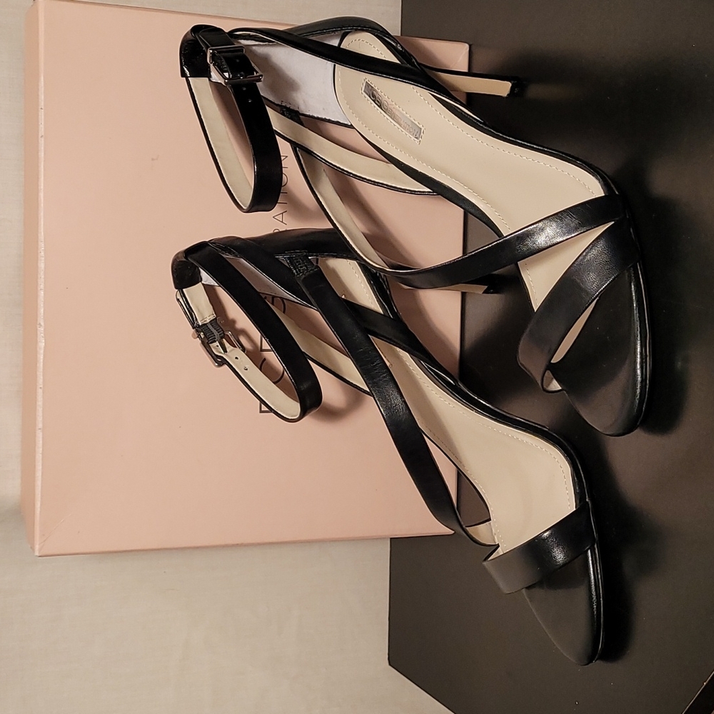 BCBGeneration Diego Black High Heel Ankle Strap Shoes